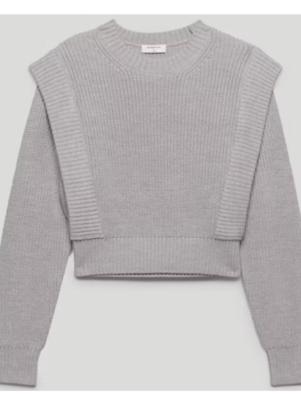 Aritzia Ribbed Crewneck Grazia Sweater - Light Gray